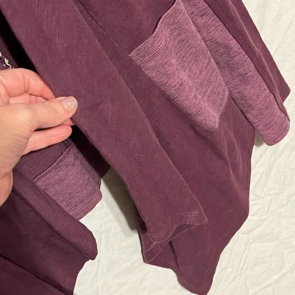 S LOGO Lori Goldstein Eggplant Waterfall Open Front Cardigan - Picture 3 of 10